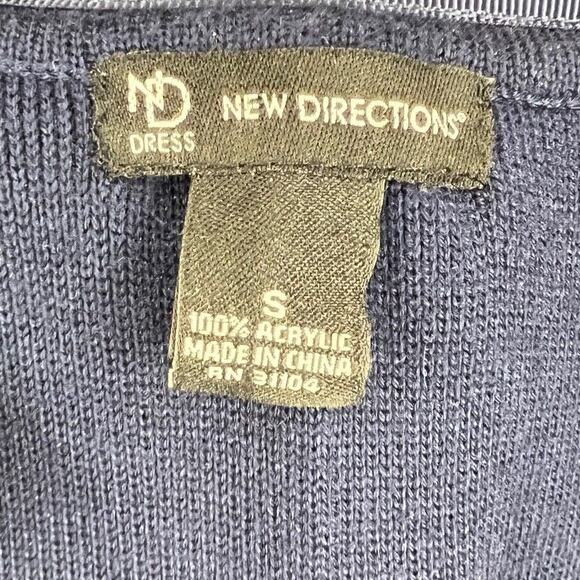 NEW DIRECTIONS Women's High Neck Sweater Dress Size Small Long Sleeve Dark Blue - Picture 6 of 6